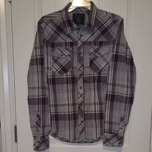 Fox Burgundy and Gray Plaid Men's Shirt size M